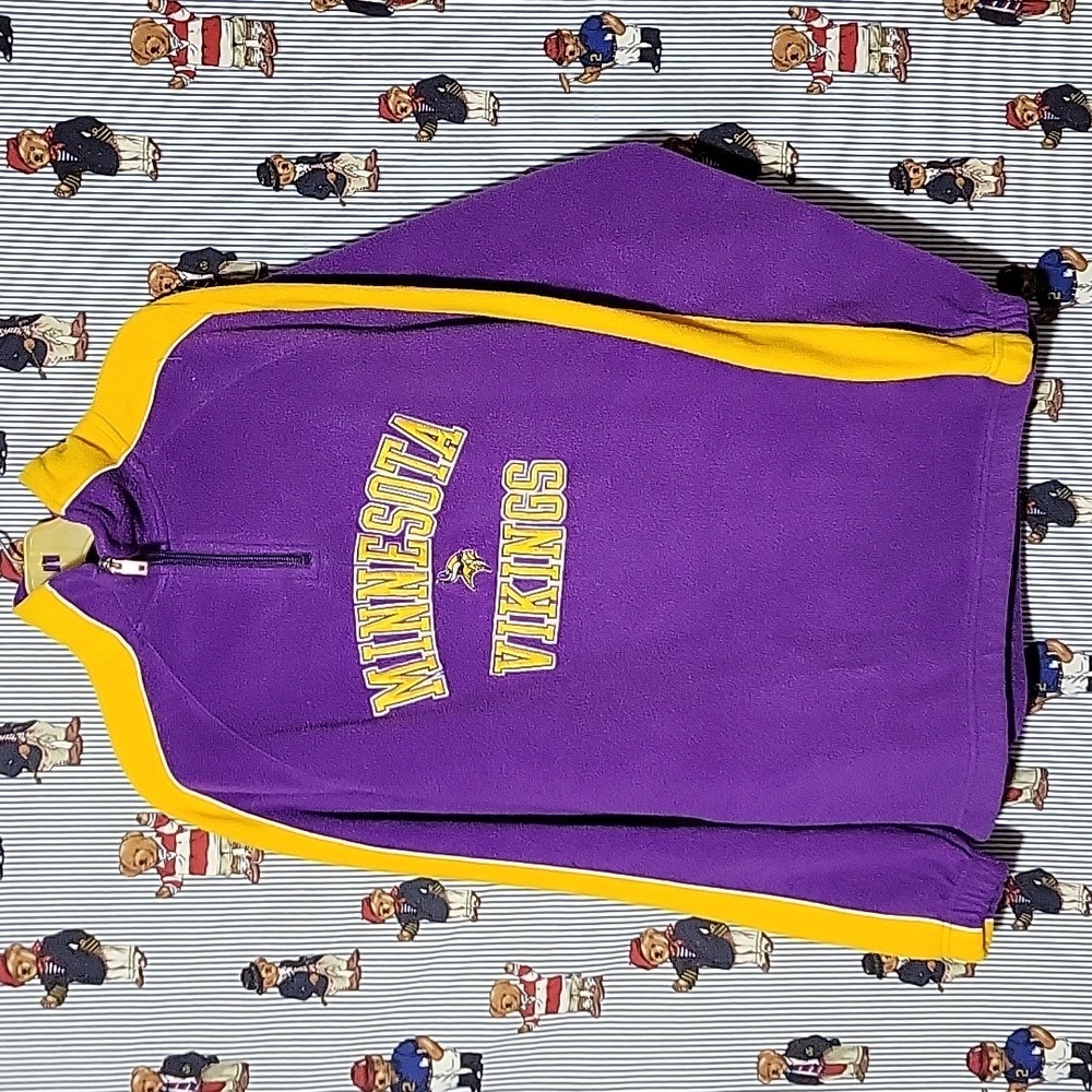 Minnesota Vikings Kids Fleece Pullover Half-Zip Sweatshirt Large 14-16 NFL